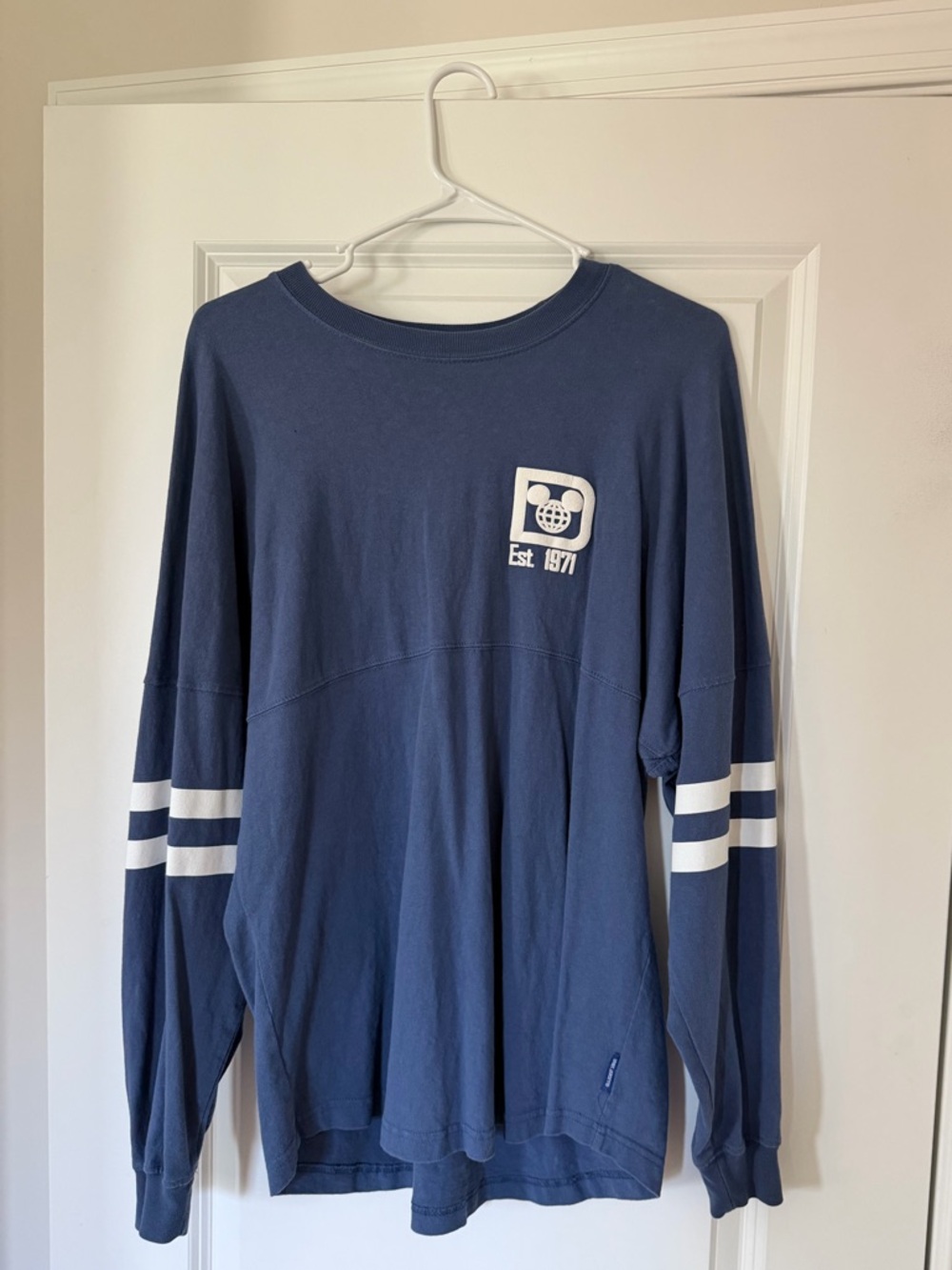 Walt Disney World Spirit Jersey - Blue with White Stripe Sleeves - Size Small
